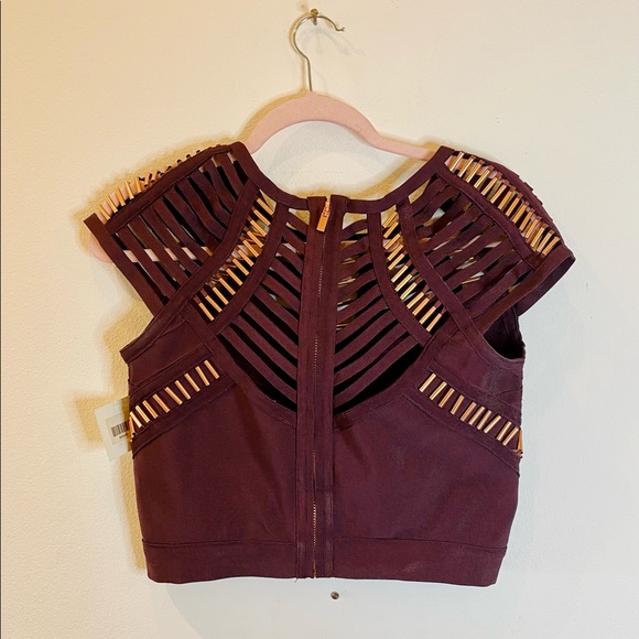 Cropped Detailed Deep Purple Top - Picture 2 of 2